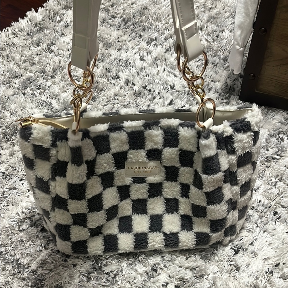 Fashion Bug Black and White Checkered Women's Bag
